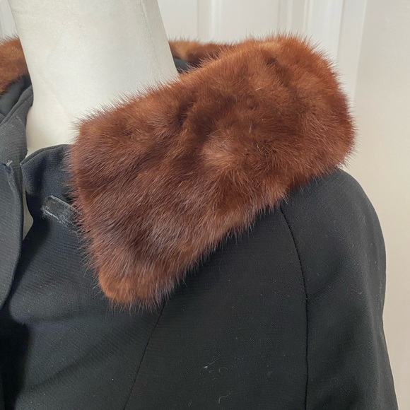 Hockanum Fabrics Steven Vintage 1960s Mink Collar Waterproof Long Coat Jacket M - Picture 10 of 10